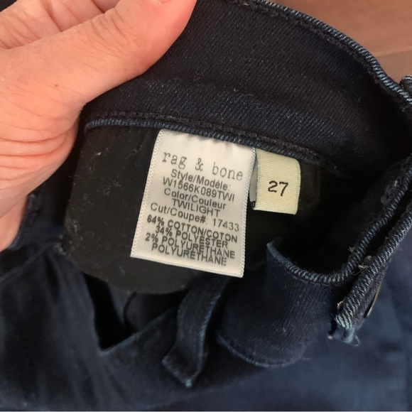RAG & BONE/JEAN Size 27 High Waist Ankle Skinny Jeans Twilight Dark Even Wash - Picture 6 of 8